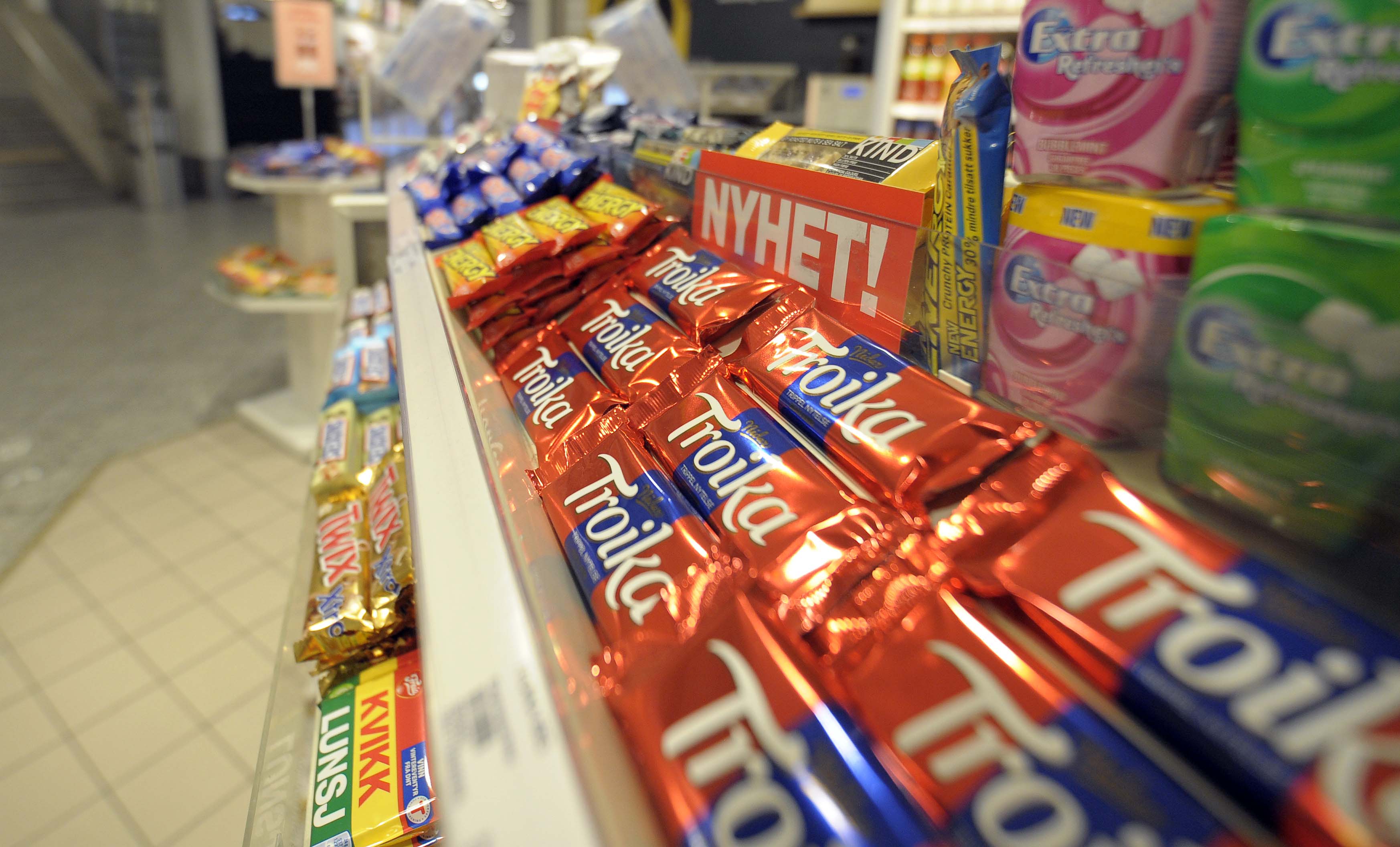 Sjokolade er noe en ikke kommer utenom i en kiosk.