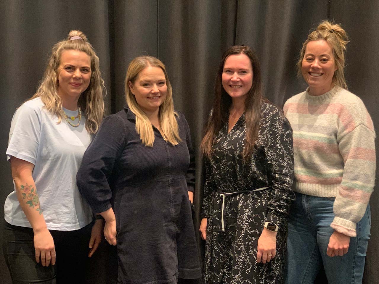 Teamet som jobber med Fontenehuset. F.v: Ane Riise (medarbeider), Elisabeth Frøyen Aasen (daglig leder), Monica Molvær (styreleder), Susanne Morstøl (medarbeider)