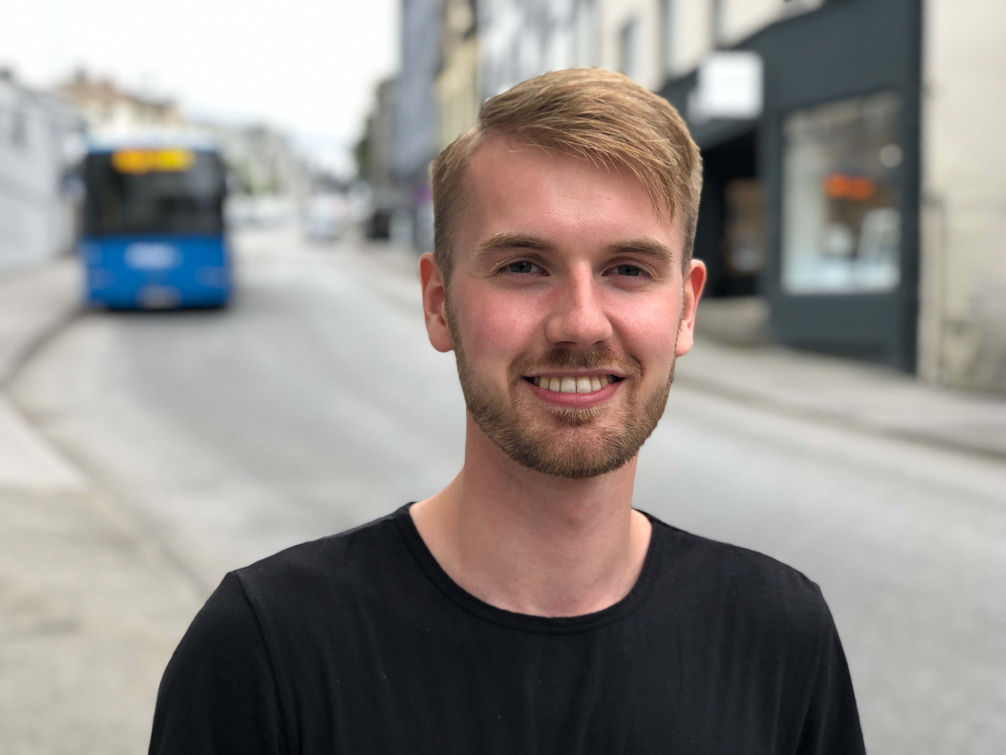 Jim André Gjerde er også stedlig leder for Studentparlamentet ved NTNU. Har mener Ålesund by har mye å hente på å tilrettelegge for at folk på en enkel måte kan bevege seg rundt i sentrumsnære områder.