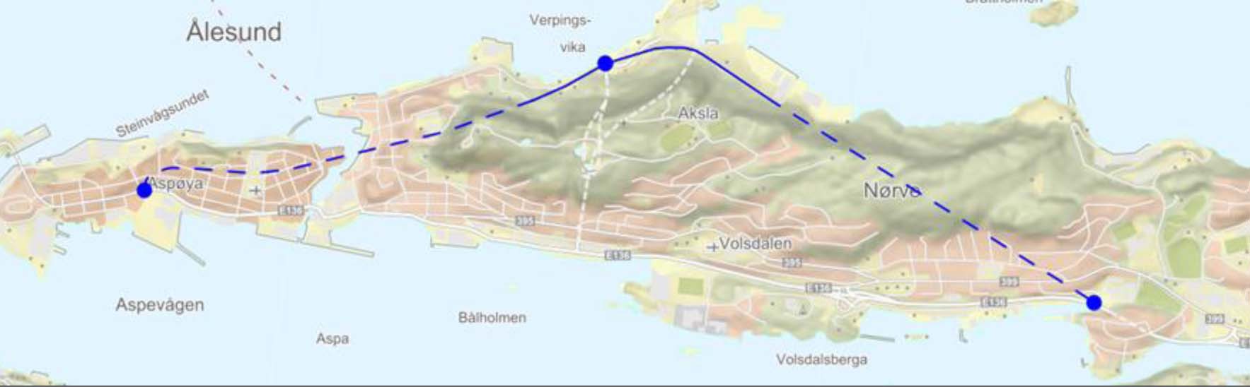 Alternativ 6 Er nok den lengste løsningen, og ypperlig for tungtransport som skal til Flatholmen, eller videre utover, men kanskje ikke det beste om en skal dempe trykket gjennom bysentrum?